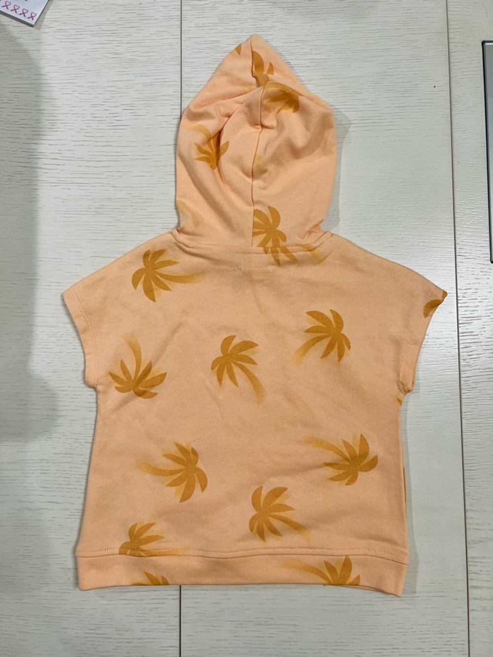 Grayson Mini Toddler Boys 3T Palm Tree Short Sleeve Hoodie Orange - Picture 3 of 5